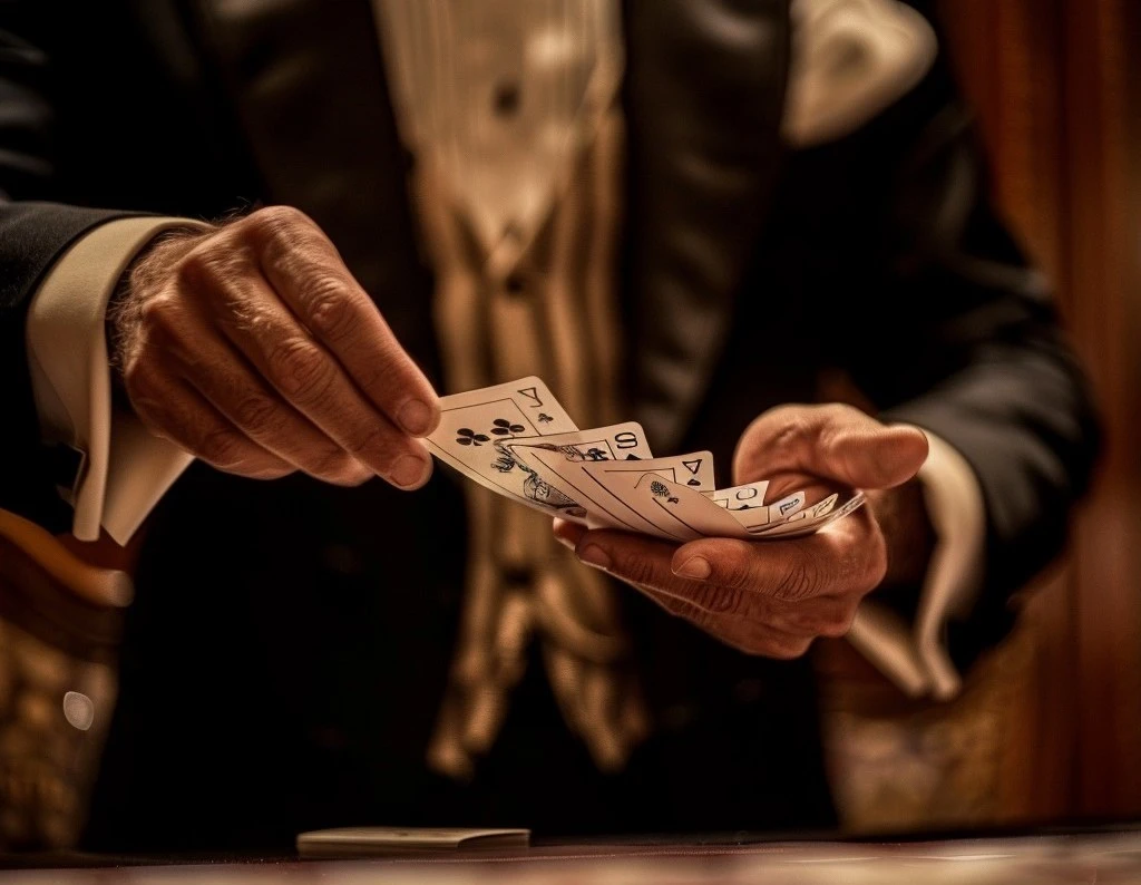 A magician performing tricks at a private event, captivating the audience.