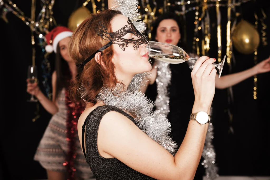 Girls celebrating at a New Year’s party during a corporate event.