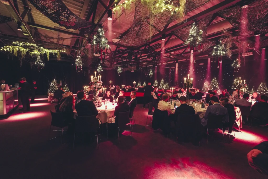 Guests enjoy fine dining at Restaurant 815, Norefjell Ski & Spa, during a luxurious event by Romslo Entertainment in Oslo, Norway.